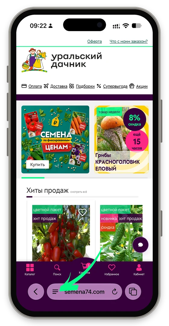 Шаг 1: меню ≡ в адресной строке