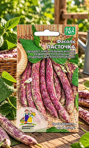 Фасоль ЛАСТОЧКА &mdash; Вьющаяся, обладает замечательным вкусом! Разваривается очень быстро! Подходит для консервирования!