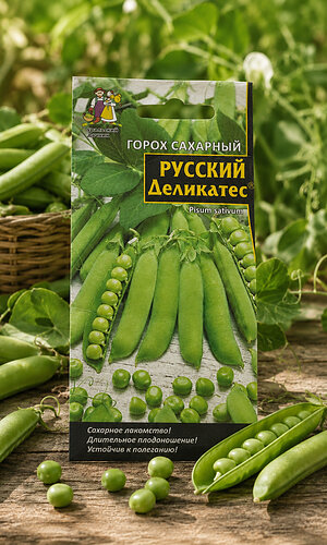 Горох РУССКИЙ ДЕЛИКАТЕС &mdash; Сахарное лакомство! Длительное плодоношение! Устойчив к полеганию!