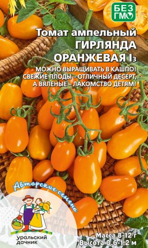 Томат ГИРЛЯНДА ОРАНЖЕВАЯ I3 — Можно выращивать в кашпо! Свежие плоды – отличный десерт! А вяленые – лакомство детям!