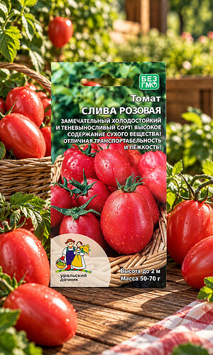 Томат СЛИВА РОЗОВАЯ &mdash; Замечательный холодостойкий и теневыносливый сорт! Высокое содержание сухого вещества! Отличная транспортабельность и лёжкость!