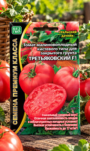 Томат ТРЕТЬЯКОВСКИЙ F1 — Уникальный сахарный вкус! Отличная завязываемость плодов в неблагоприятных погодных условиях! Высокая устойчивость к болезням!